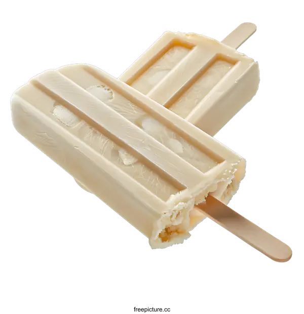 [Transparent Background PNG]Two Vanilla Ice Cream Bars on a Stick