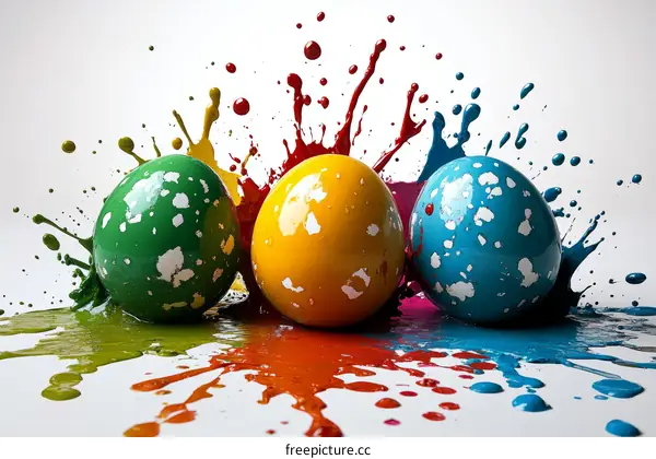 Colorful Easter Eggs with Paint Splatter