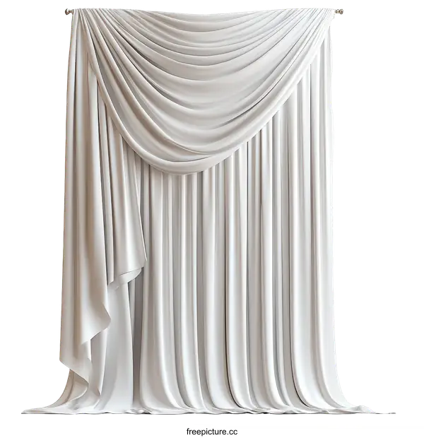 [Transparent Background PNG]Elegant White Drapery with Pleats and Valance