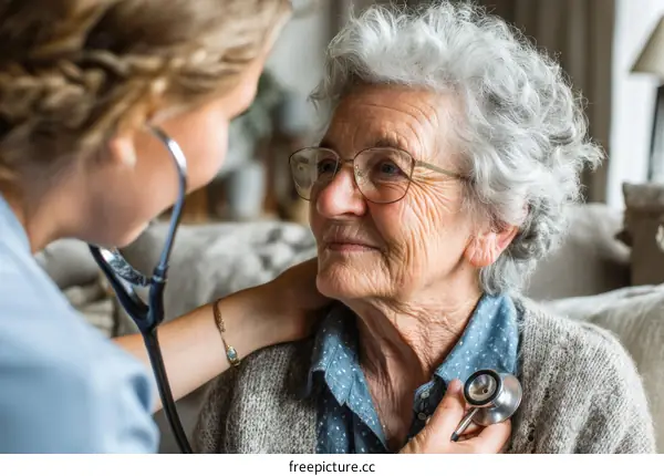 Medical Checkup of Elderly Caucasian Woman