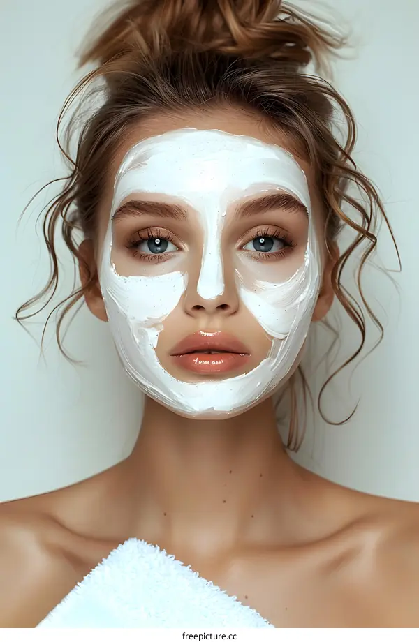 Woman with a White Face Mask
