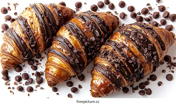 Delicious Chocolate Croissants with Chocolate Chips