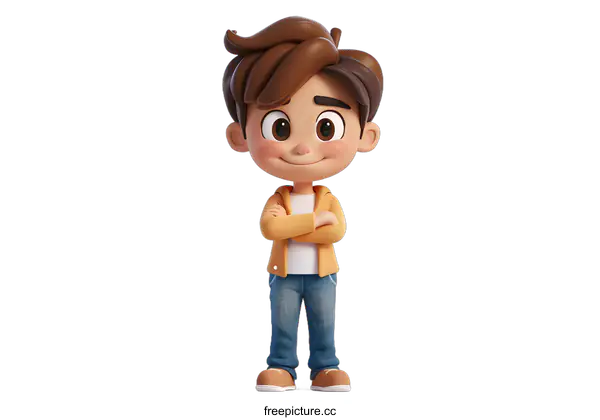 [Transparent Background PNG]3D rendering of a cute cartoon boy
