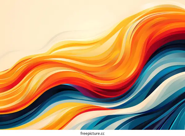 Abstract Wavy Lines Background in Blue and Orange Colors