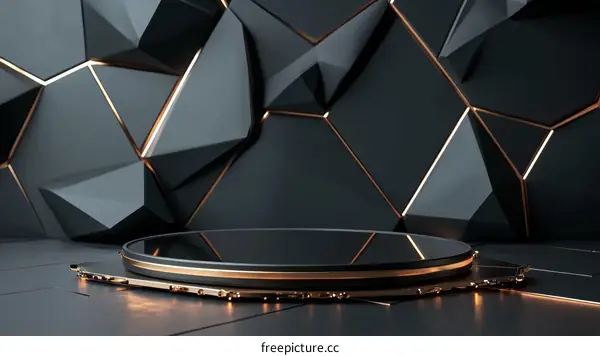 Modern Geometric Black and Gold Display Stand
