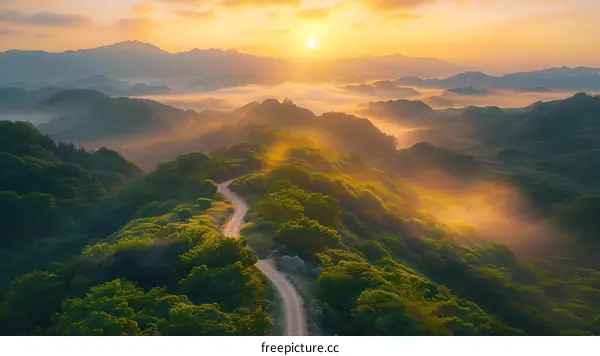 The sun rises over the mountains