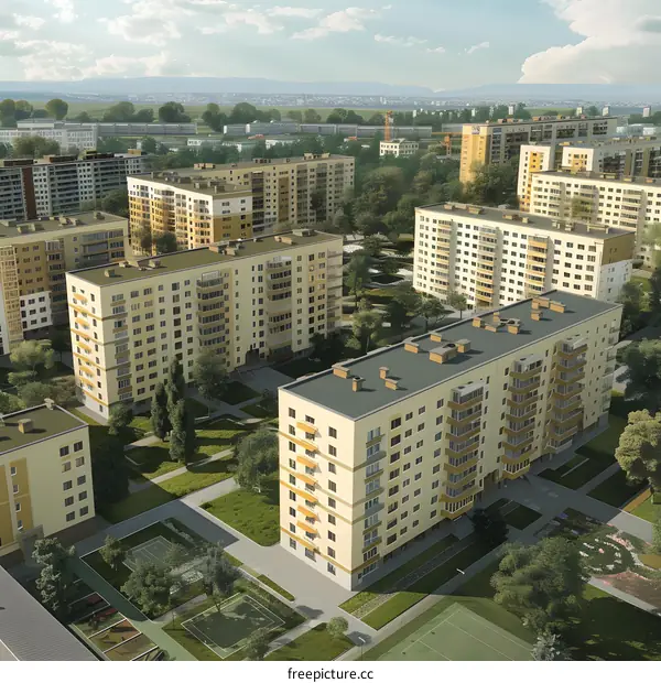 Modern Apartment Buildings in a City Aerial View