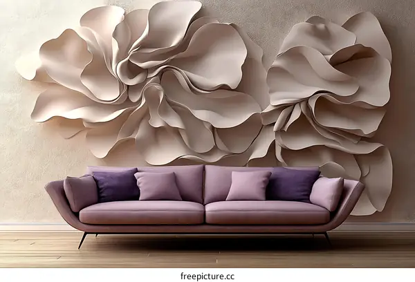 Elegant Floral Wall Art with Sofa Interior Design