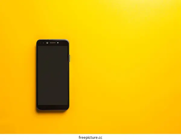 Black Smartphone on Yellow Background