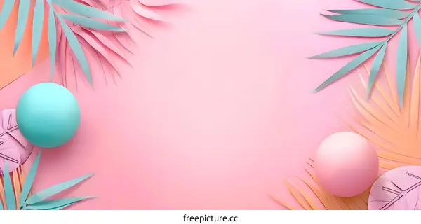 Pink and Blue Tropical Easter Eggs Background