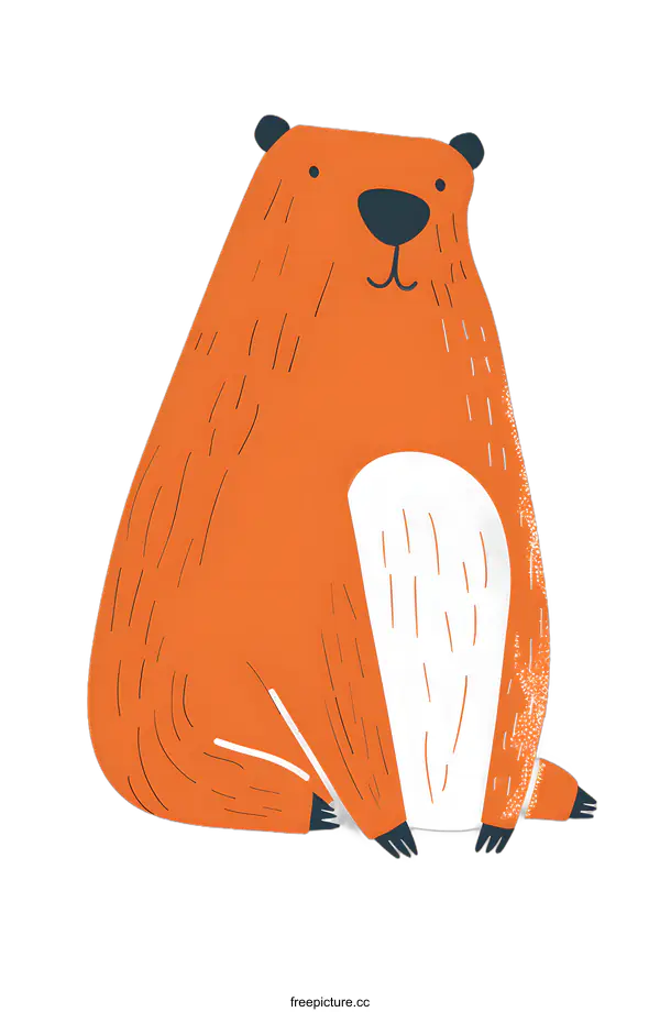 [Transparent Background PNG]Cute Cartoon Bear Sitting Illustration