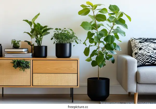 Modern Home Decor with Plants and Furniture