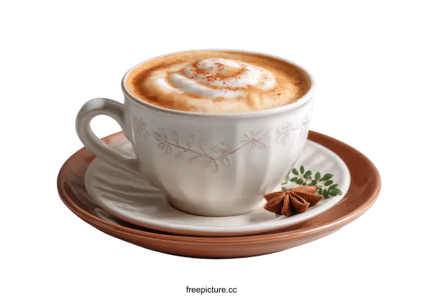 [Transparent Background PNG]Aromatic Coffee Cup with Decorative Dish