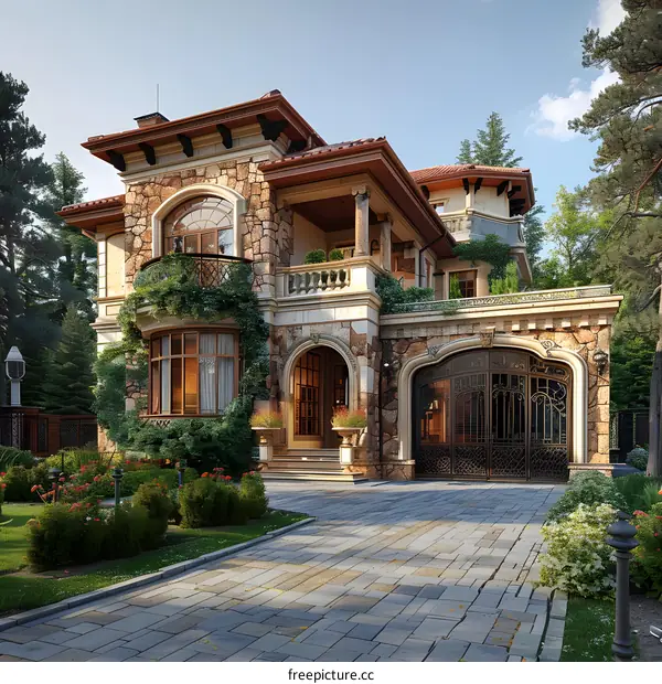 Luxury Stone Villa Exterior Design