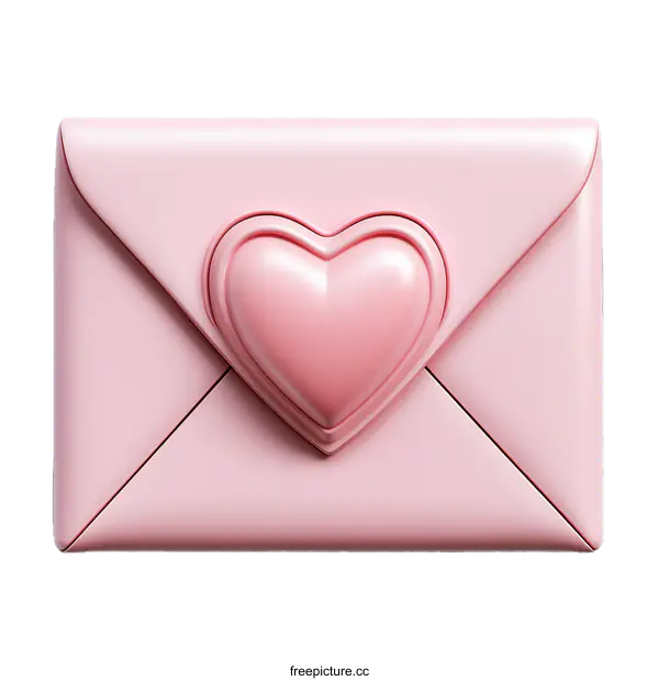 [Transparent Background PNG]Pink Heart Shaped Envelope Illustration