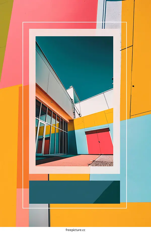 Colorful Building With Pink Door In Front