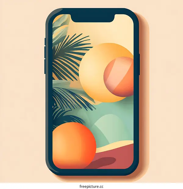 Phone Screen with Summer Themed Wallpaper