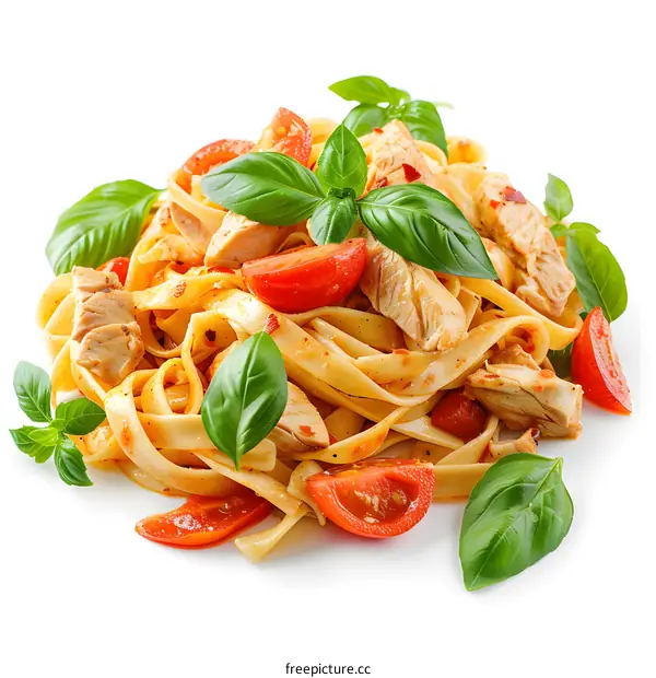 Pasta with chicken and tomatoes