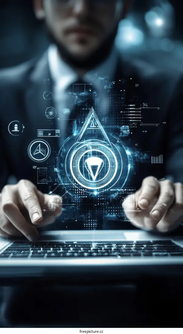 Businessman interacting with futuristic technology interface