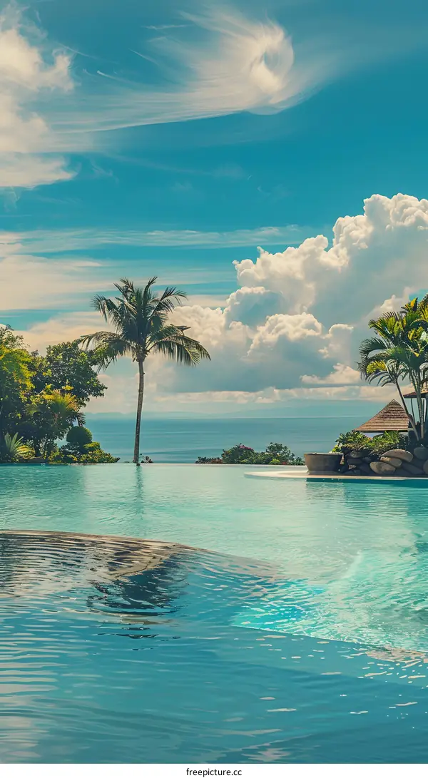 Tropical Swimming Pool With Ocean View