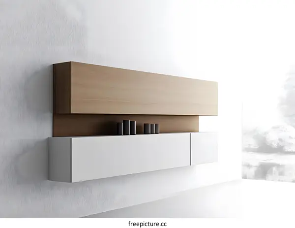 Modern Minimalist Wall Mounted Cabinet with Wooden Top