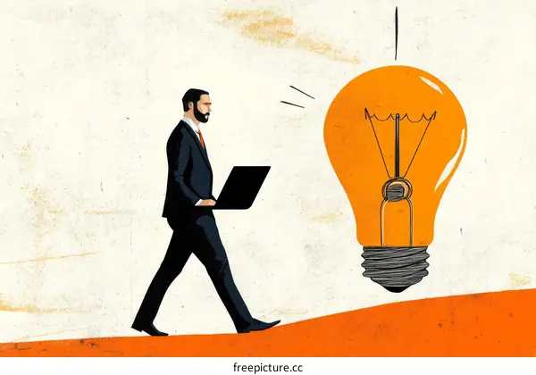 Businessman with Idea Lightbulb Illustration