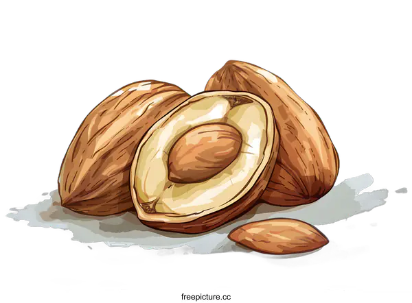 [Transparent Background PNG]Group of Almonds on White Background Illustration