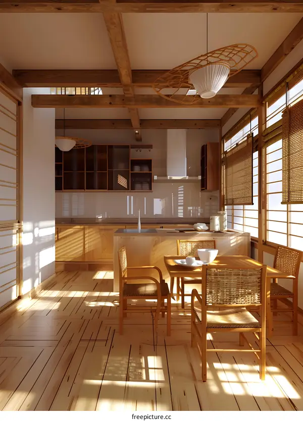 Modern Japanese Style Kitchen Dining Room Interior Design