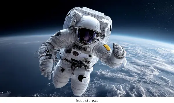 Astronaut in Space Suit with Earth in Background
