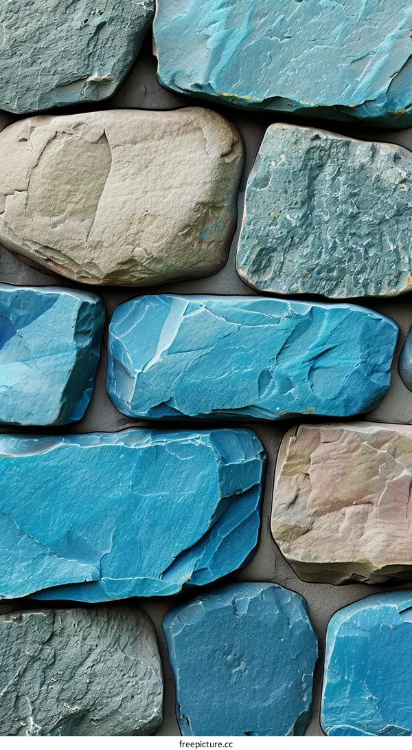 Blue and gray stone wall texture background