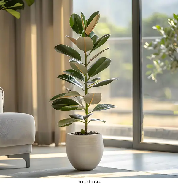 Green Plant in White Pot by Window