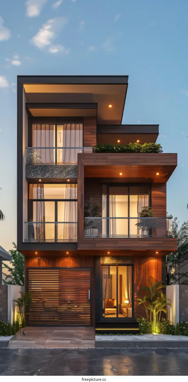 Modern House Exterior Design at Dusk