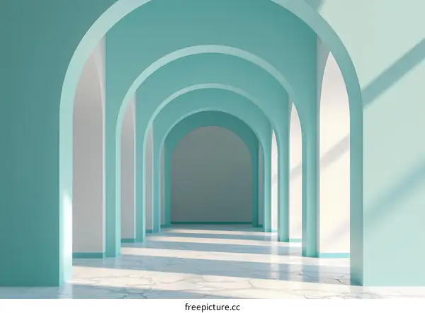 Modern Teal Blue Archway Hallway