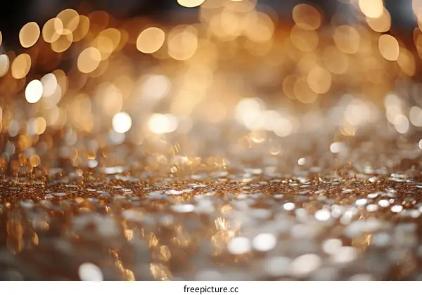 Golden glitter background with blurred lights