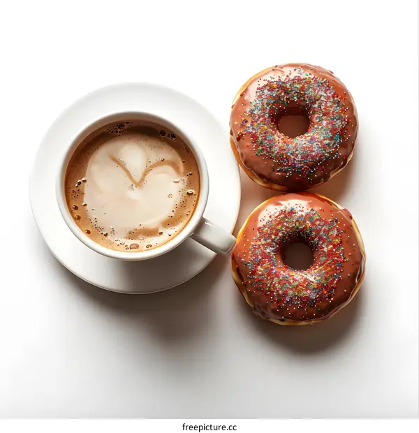 Coffee and Two Donuts with Sprinkles