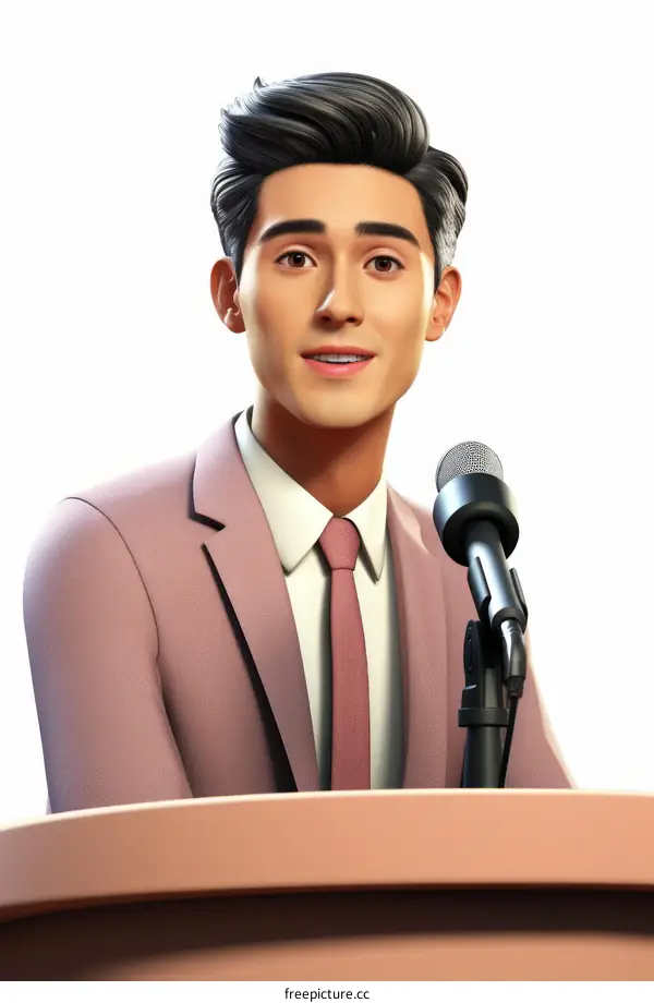 A young male politician giving a speech at a podium