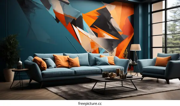 Modern Living Room Decor with Geometric Shapes