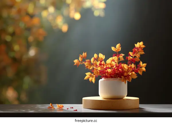 Autumnal Arrangement in a White Vase