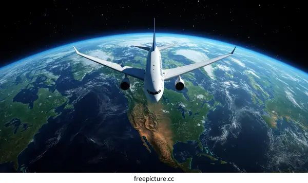 Airplane Flying Above the Earth