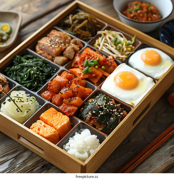 Korean Food Box with Different Dishes