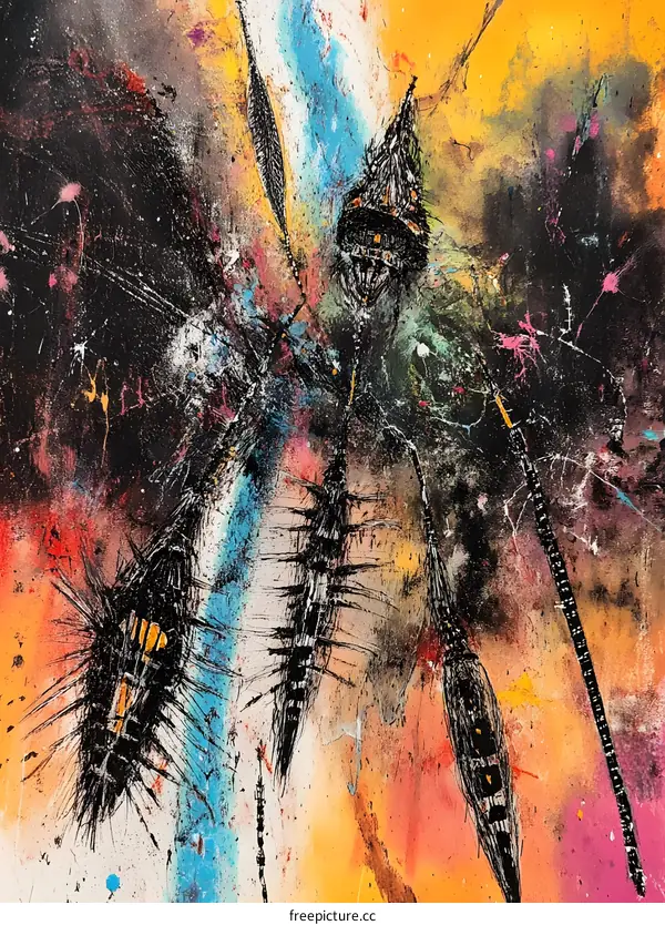 Abstract Art with Black and Yellow Paint