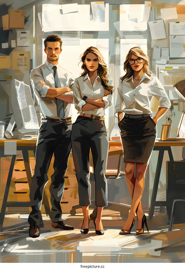 three people in the office