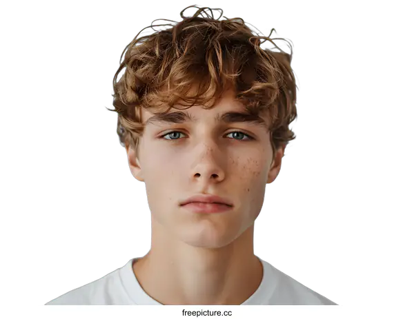 [Transparent Background PNG]Portrait of a Young Man with Freckles
