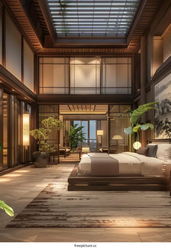 Elegant Modern Japanese-Style Bedroom Interior Design