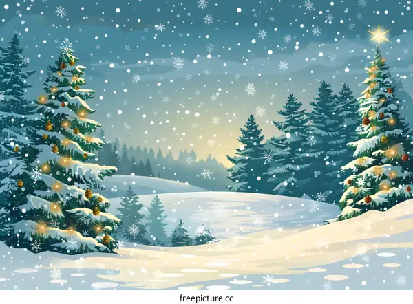 Christmas Snow Scene Illustration