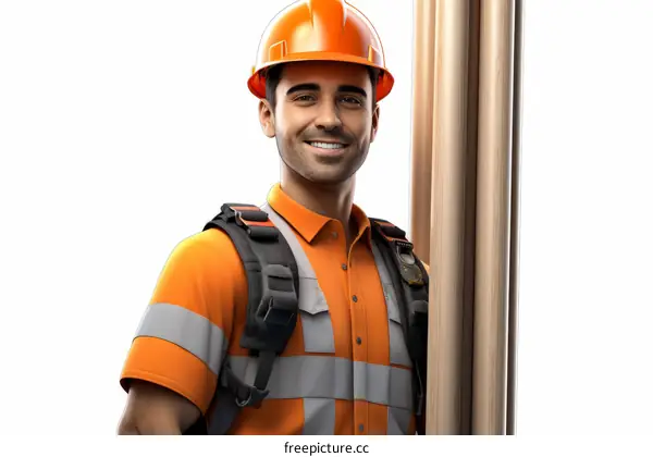 Smiling construction worker in hardhat and safety vest