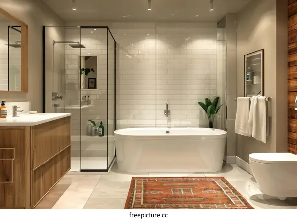 Modern Bathroom Interior Design with Walk in Shower