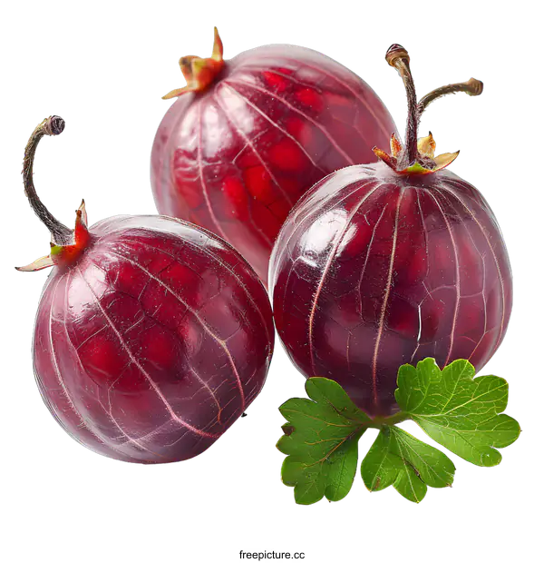 [Transparent Background PNG]Three ripe gooseberries on white