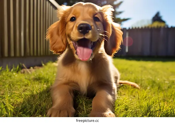 Golden Retriever Puppy Relaxing in the Sunshine