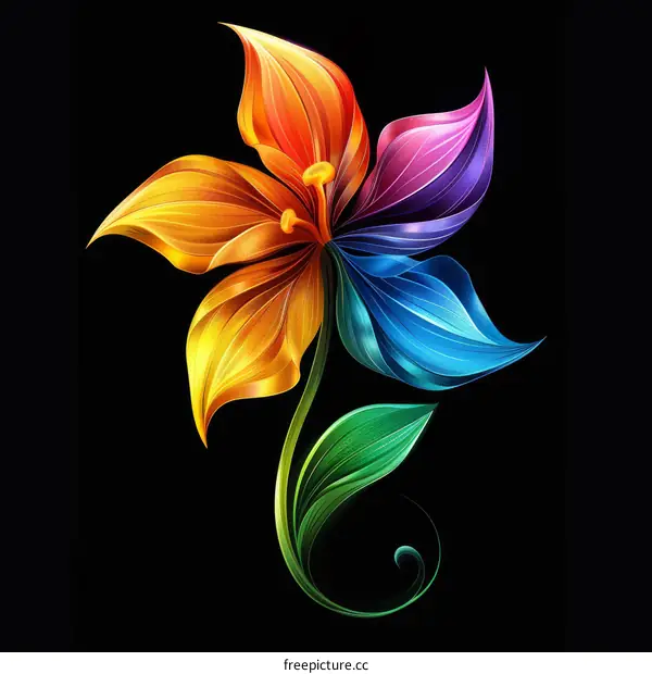 Rainbow flower with black background